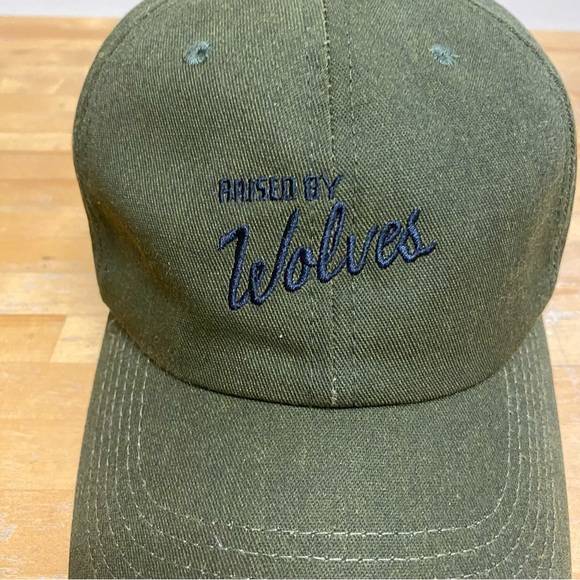 Raised By Wolves OSFA Army Green Adjustable Back Cap Hat Made In The USA - Picture 13 of 16
